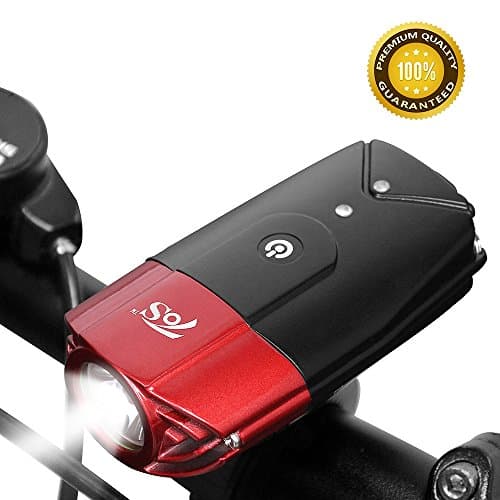 TOS USB Rechargeable Bicycle Head Light Set, 2000mAh Super Bright Bike Front Light, IP65 Safety Commuter Flash Light for Bike, Mountain(T6) - Red