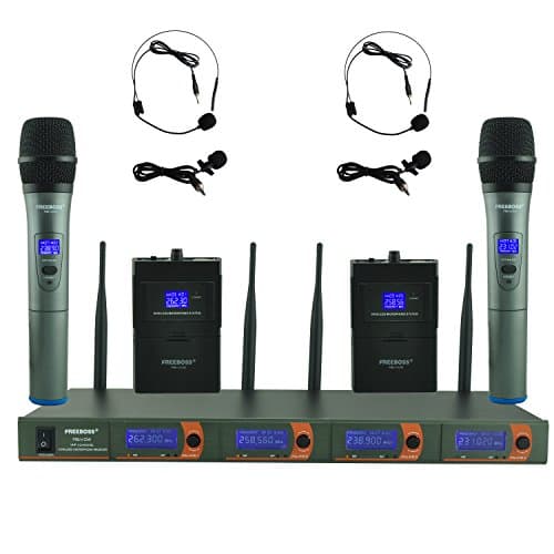 Freeboss FB-V04 2 Handheld 2 Headset Lavalier Vhf Wireless Microphone