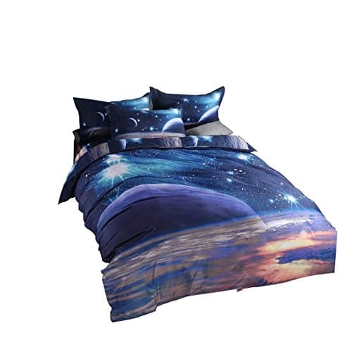 UNIKEA 3d Mysterious Boundless Galaxy Sky Starry Night Bedding Sets Twin/Full Quilt Cover Set