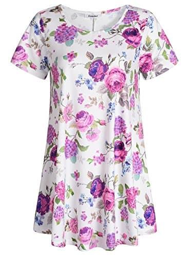 Esenchel Women's Short Sleeves Patterned Tunic Top