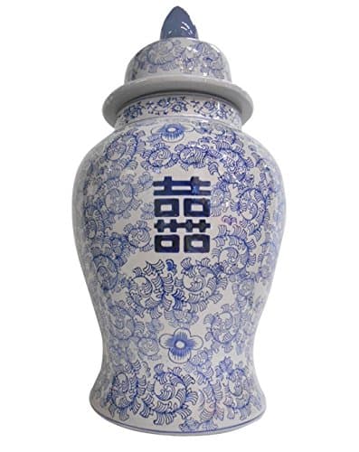 Large Blue and White Jars with Double Happiness Design