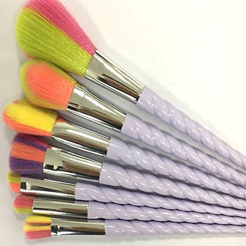 SweetyRose 5/7/10Pcs Super Soft Makeup Brushes Set Unicorn Multicolor Plastic Handle Cosmetics Brush