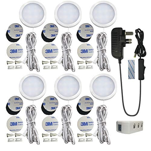 LED Puck Lights Under Counter Lighting(3 Ways to Install), 6 Pack