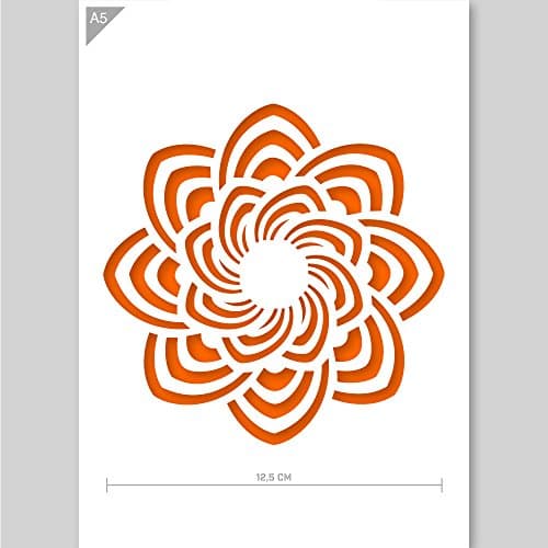 Mandala Stencil - Card or Plastic - A5 5.8 x 8.3 inch – Mandala Ø 5 inch - Reusable, kids friendly stencil - Painting, crafts, cakes, wall and furniture stencil (Card)