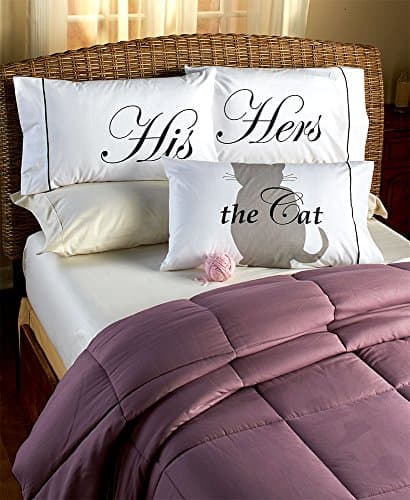 Lakeside Collection 3-pc. His, Hers, the Cat Pillowcase Set