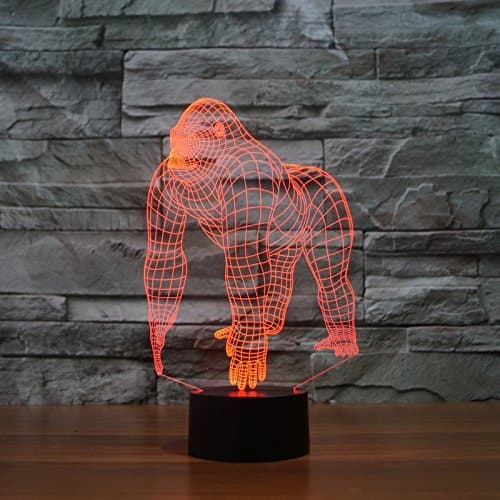 3D Orang Gorilla Chimpanzee Optical Illusion LED USB Table Night Light Desk Lamp Lighting for Kids Xmas Gifts or Decorations