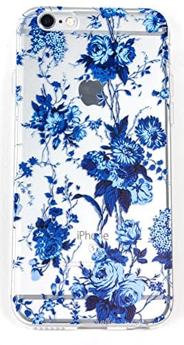 Samsung Galaxy S7 Edge Case, YogaCase InTrends Silicone Back Protective Cover (Blue Flowers)