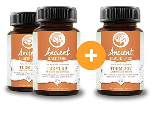 Highest Potency Turmeric (Curcumin) - 90 Tablets - 500mg - 95% Curcumin C3 Complex + 5% Black Pepper (BioPerene) - Best Anti-inflammatory Supplement Herb - 3 Pack - by Ancient Health Care