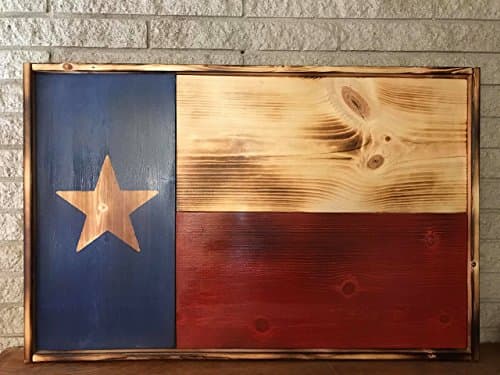 wooden charred Texas state flag rustic vintage