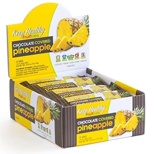 Keep Healthy Chocolate Covered Pineapple Fruit Bars | Certified Non-GMO, Vegan, Gluten Free, Kosher | 1.6-Ounce 16 Bars per Box