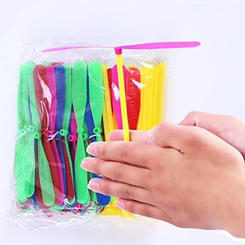 Plastic Flying Dragonfly Bamboo Copter Toy - 40 Pack-Assorted Colors Great as Party Favors, Bag Stuffers, Fun, Toy, Gift, Prize