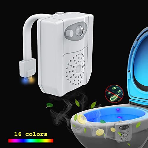 Toilet Night Light, GLAWEE UV Sterilization Motion Activated Sensor 16-Color LED Toilet Bowl Light with Aroma for Bathroom (Upgraded Version)