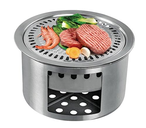 Barbecue Rack Multi-function Wood Stove Camping Grill Outdoor Wind-proof Stove Convenient 4 Methods Of Use(No Pot) (Size : No. 2 Korean barbecue)