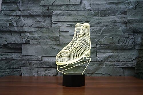 NOCHX 3D Glow LED Night Light Cool Ice Skate Design 7 Colors Optical Illusion Lamp Touch Sensor Perfect for Home Party Festival Decor Great Gift Idea (Ice Skate)