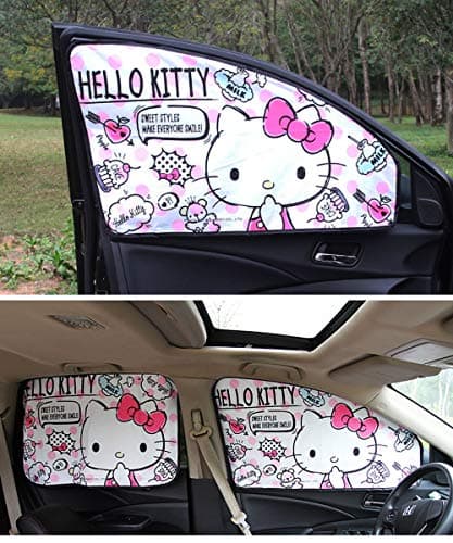 Carmen Magnetic Car Sun Visor Window Curtains Screen Auto Windshield Sunshades Heat Shield Shade Block Universal Fit for Baby Kids Women Men UV Rays Protector - 4 pcs/Set (White)