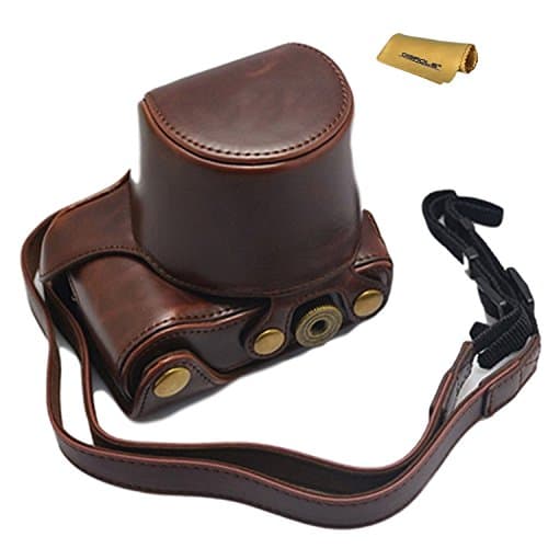 DigiRole "Ever Ready" Leather Camera Case for Sony Alpha A6000 , A6300 (Dark Brown) with a Free Tempered Glass Screen Protector