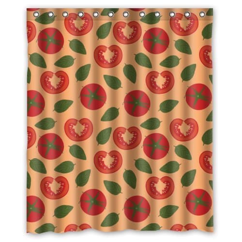 60"(W) x 72"(H) Special Red Tomatoe Pattern Waterproof Bathroom Decor,Polyester Shower Curtain