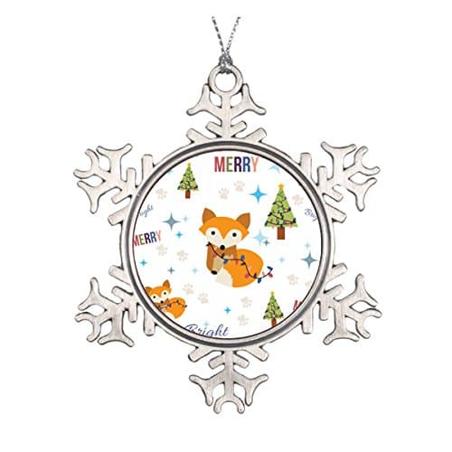 Merry and Bright Fox Ceramic Round Christmas Ornament