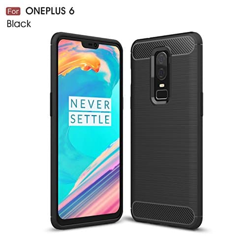 Oneplus 6 Case,Mustaner Shock-Absorption Flexible TPU Rubber Soft Silicone Full-body Protective Cover for One Plus 6 (Black)