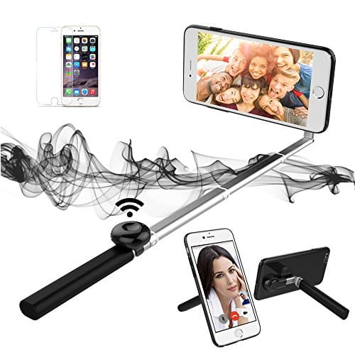 SURPASSER Selfie Stick Cell Phone Case Bluetooth 2 in 1 for iPhone 6/6s Plus (Black)