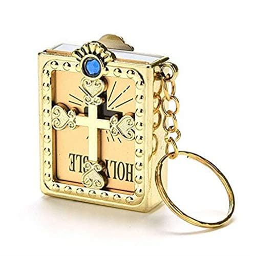 Polymer True Utility Bible Keychain Jesus Mini Electroplating Keychain Key Ring Car Bag Pendant(Random Color)