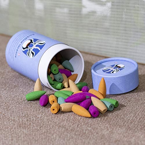 Backflow Incense Cones 90 Pcs - Rose-Jasmine-Patchouli-Vanilla-Apple-5 Mixed Natural Scents