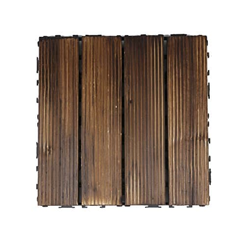 YIWEISI Natural Hardwood Decking Tiles - Interlocking Solid Wood Deck Tiles for Garden, Patio, Balcony, Roof Decoration (1)