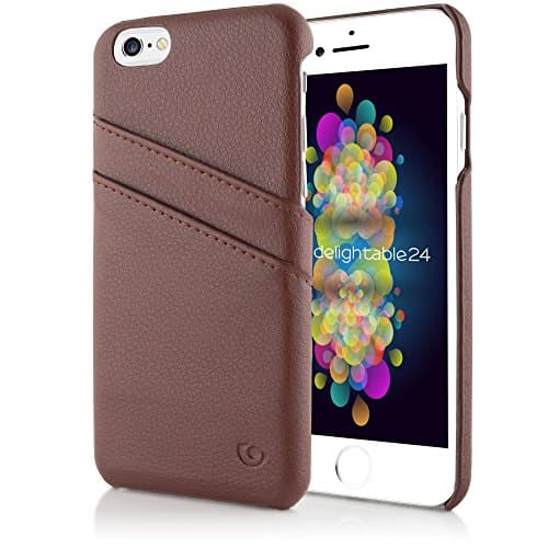 NALIA Leather Hardcase compatible with iPhone 6 6S, Ultra-Thin & Shockproof Mobile Cell Case with Card Slots, Slim-Fit Protective Back Cover, Rugged Smart-Phone Protector Backcase Bumper Etui - Brown