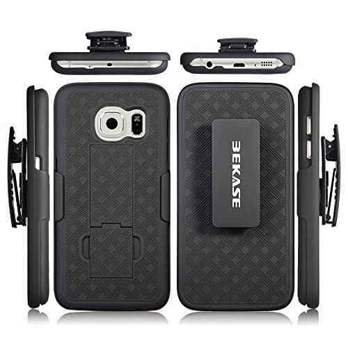 Galaxy S7 Case, BEKASE (TM) Hard Shell Holster Combo Matte Finish Protective Slim Case for Samsung Galaxy S7 with KickStand & Locking Belt Swivel Clip (Black)