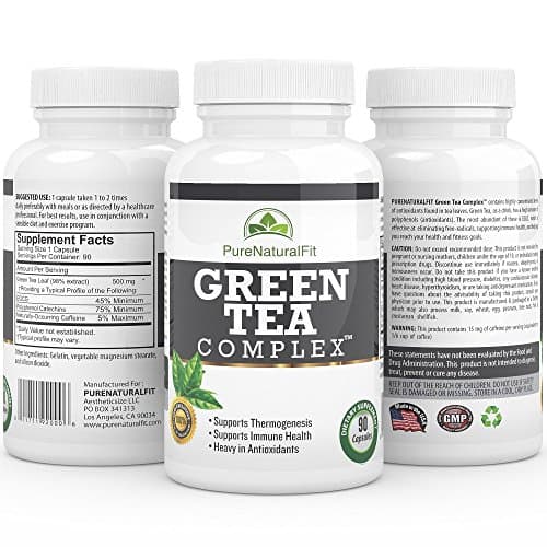 Green Tea Extract Supplement, Green Tea Complex with EGCG for Weight Loss & Metabolism Boost, Natural Caffeine for Energy, 90 Capsules