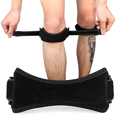 Lonew Patella Knee Straps - Adjustable Sponge Patellar Support Band, Protect Knee Joints and Relieve Pain, Velcro Stick Knee Straps for Non-slip for Exercise Equipment, Outdoor Sports, Fitness (2 pack