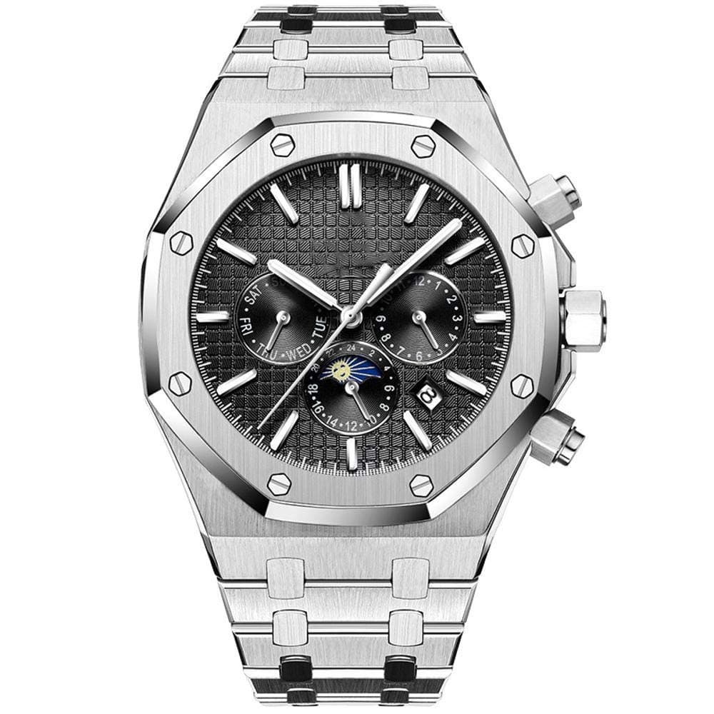 North King Fully automatic mechanical watch big dial Watch men multifunction lunar phase waterproof steel male's watch