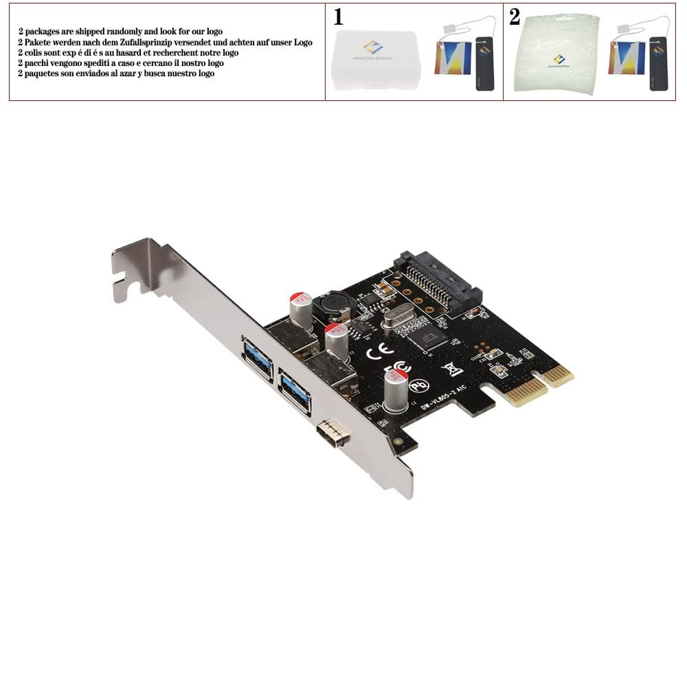 huicouldtool USB 3.1 GEN 1(5Gbps) Type-C + 2 USB 3.0 Type-A PCI-e Express Card Desktop PCI Express Add On Card Adapter,Power by SATA