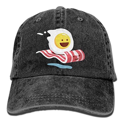 Therine Magic Ride Bacon Adult Denim Dad Solid Baseball Cap Hat Black