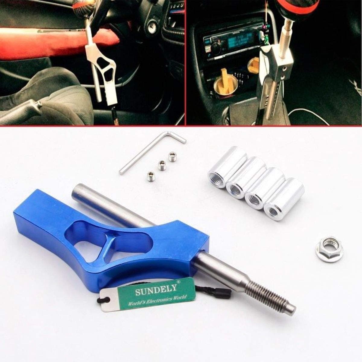 SUNDELY® Shift Knob Extender Extension Lever Gear Shifter Adjustable Universal Blue