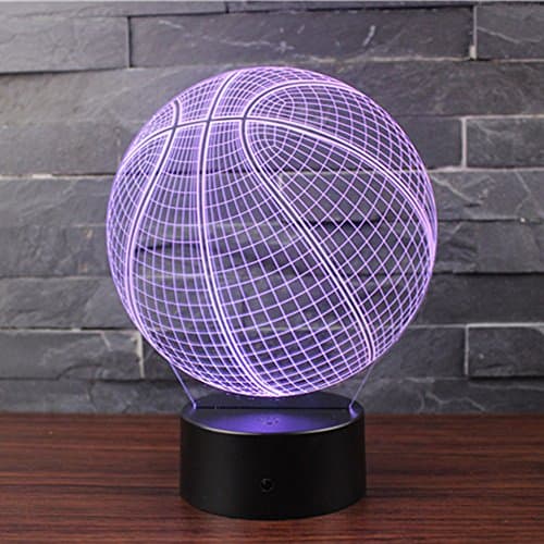 3D Illusion Night Light LED Desk Table Lamp 7 Color Touch Lamp Art Sculpture Lights Birthday Gift for Kids Bedroom Decor (Basketball)