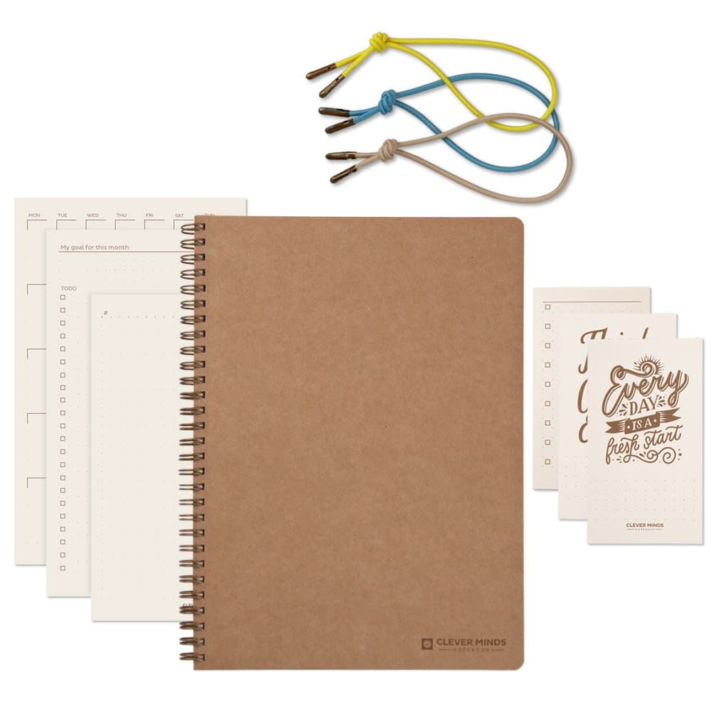 Most Efficient Undated Daily Planner Suitable for 2018–2019 | Gratitude Journal to Achieve Your Weekly & Monthly Goals | Notebook/Diary Pilot CleverMinds - Brown | Size XL (7.08 x 9.84 inch)