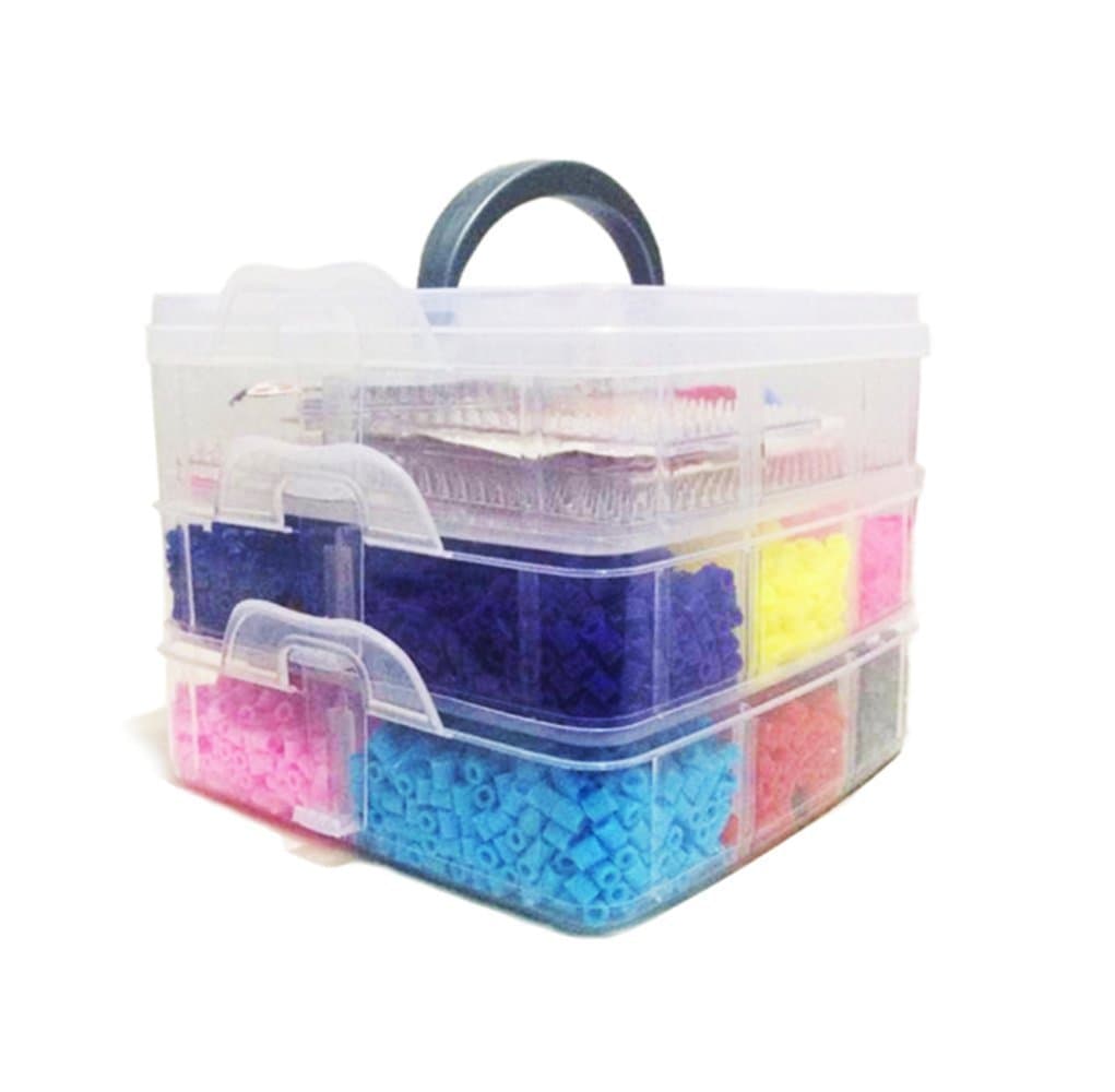 Runhai?DIY Beads and Pegboards Pack 5mm With 6000 per Pack +5 Fuse Bead Boards+2 Tweezer 12 colors ironing paper included for Christmas Gift by Runhai