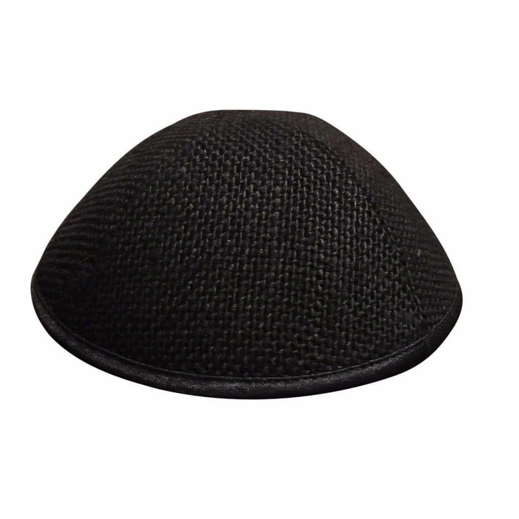 iKippah Pattern Black Burlap 8.25 inch Yarmulke