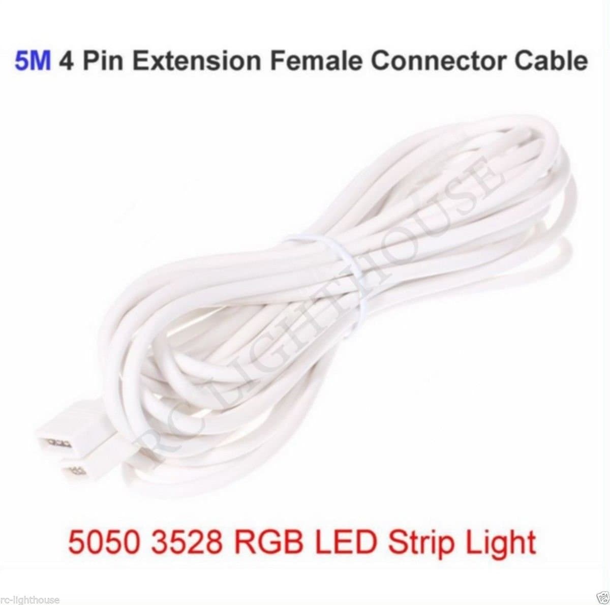 16 ft or 5m White Extension for RV LED Light strips 3528 and 5050 4 Pin