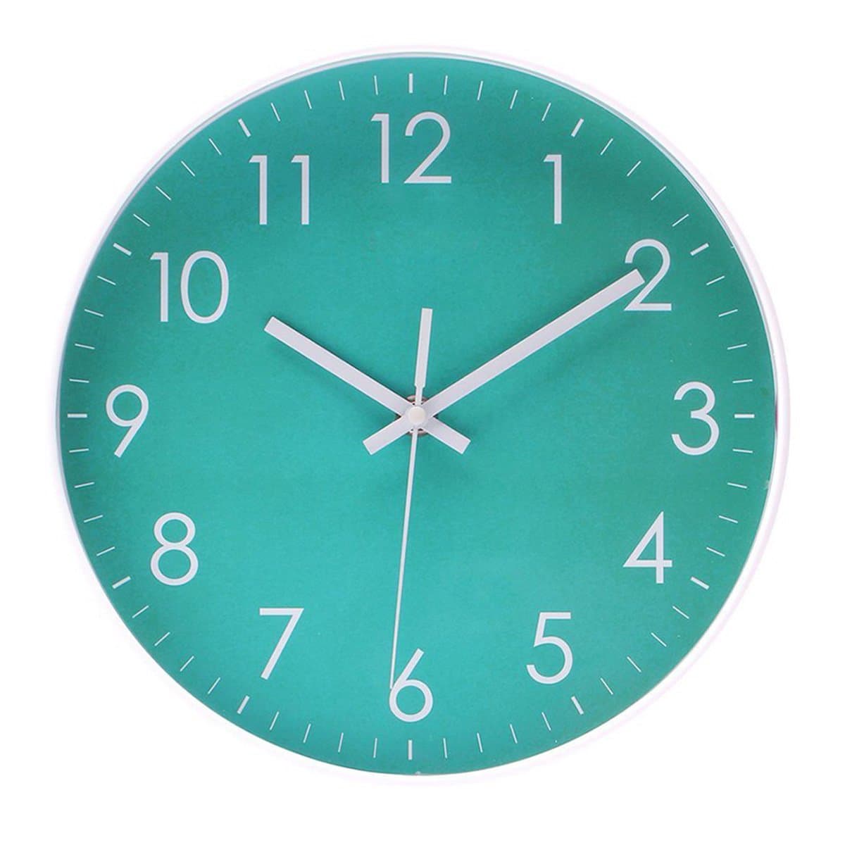 Filly Wink Simple Wall Clock Sweep Second Hand Non Ticking Battery Operated Easy to Read Decor Kitchen,Bathroom,Office 10 Inch Turquoise