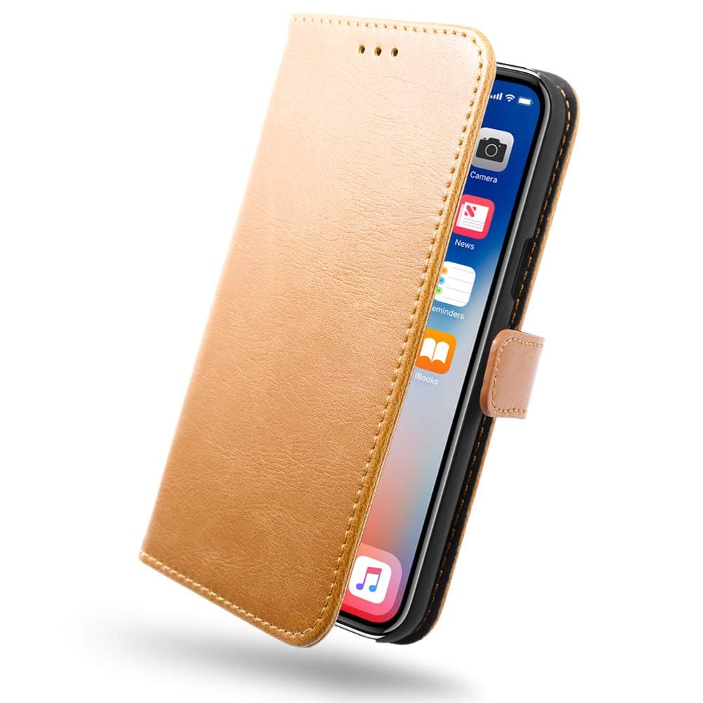 SLEO Case for iPhone XS Max Case,Retro Vintage PU Leather Wallet Flip Case Cover for 6.5" iPhone XS Max (Verizon, AT&T Sprint, T-mobile, Unlocked) - Brown