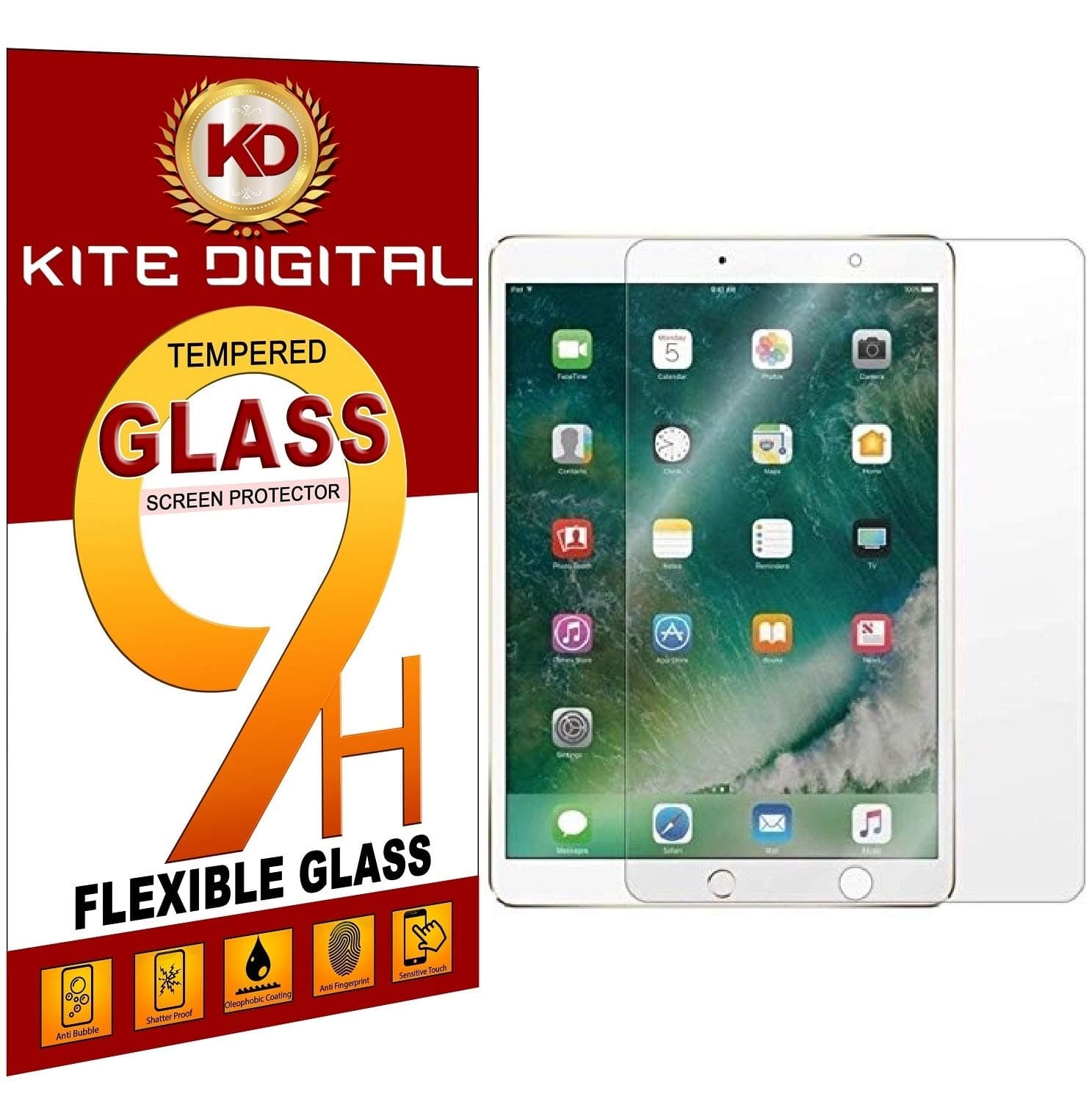Kite Digital Compatible with IPAD PRO 10.5 INCH (2017) Tempered Glass Screen Protector Slim 9H Hard 2.5D