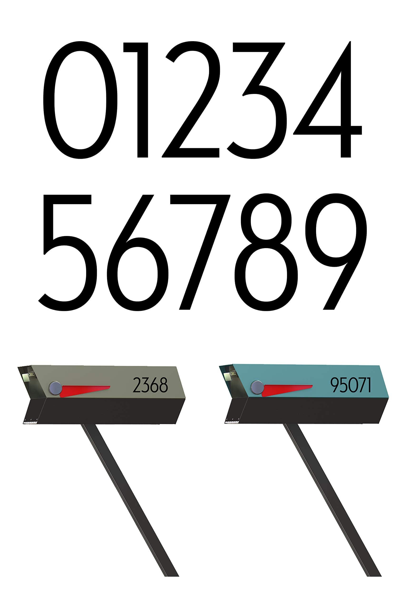modbox USA Modern Mailbox Numbers, Custom Cut to Order, Set of 2 (Black)