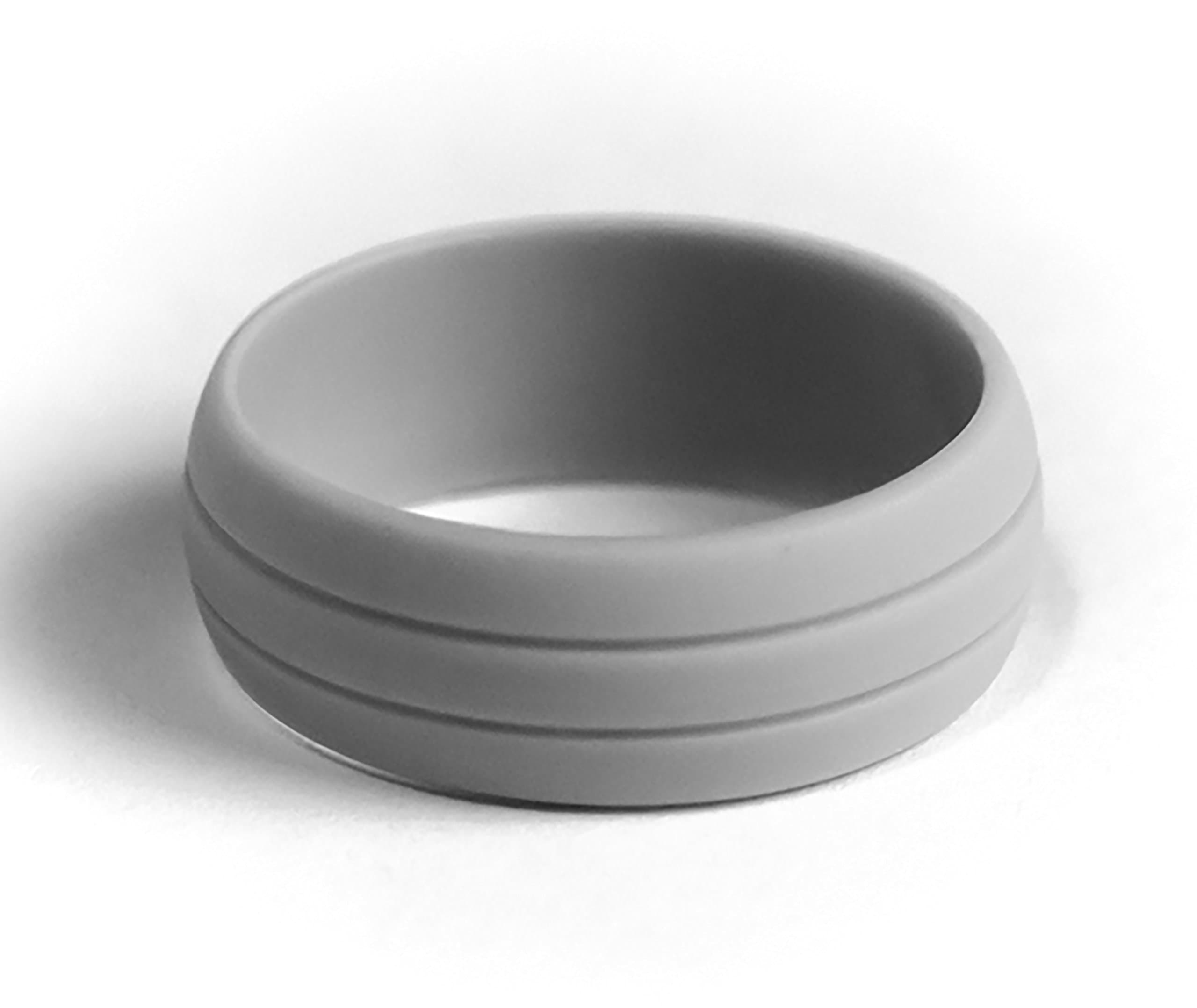 Strong Side Sports Silicone Wedding Ring for Men Double-Debossed Athletic Band Design – Black, Gray, Red, Blue