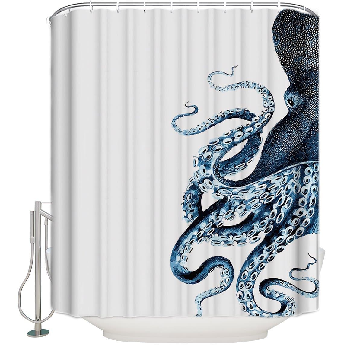 Cloud Dream Octopus Shower Curtain, Blue Kraken Bathroom Decor Waterproof Fabric Polyester Sets with Hooks,60"(w) x 72"(h