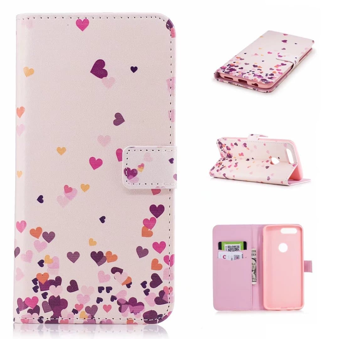 Oneplus 5T, COWX Case PU Leather Flip Case for OnePlus 5T Protective Mobile Phone Case Cover Pink Love