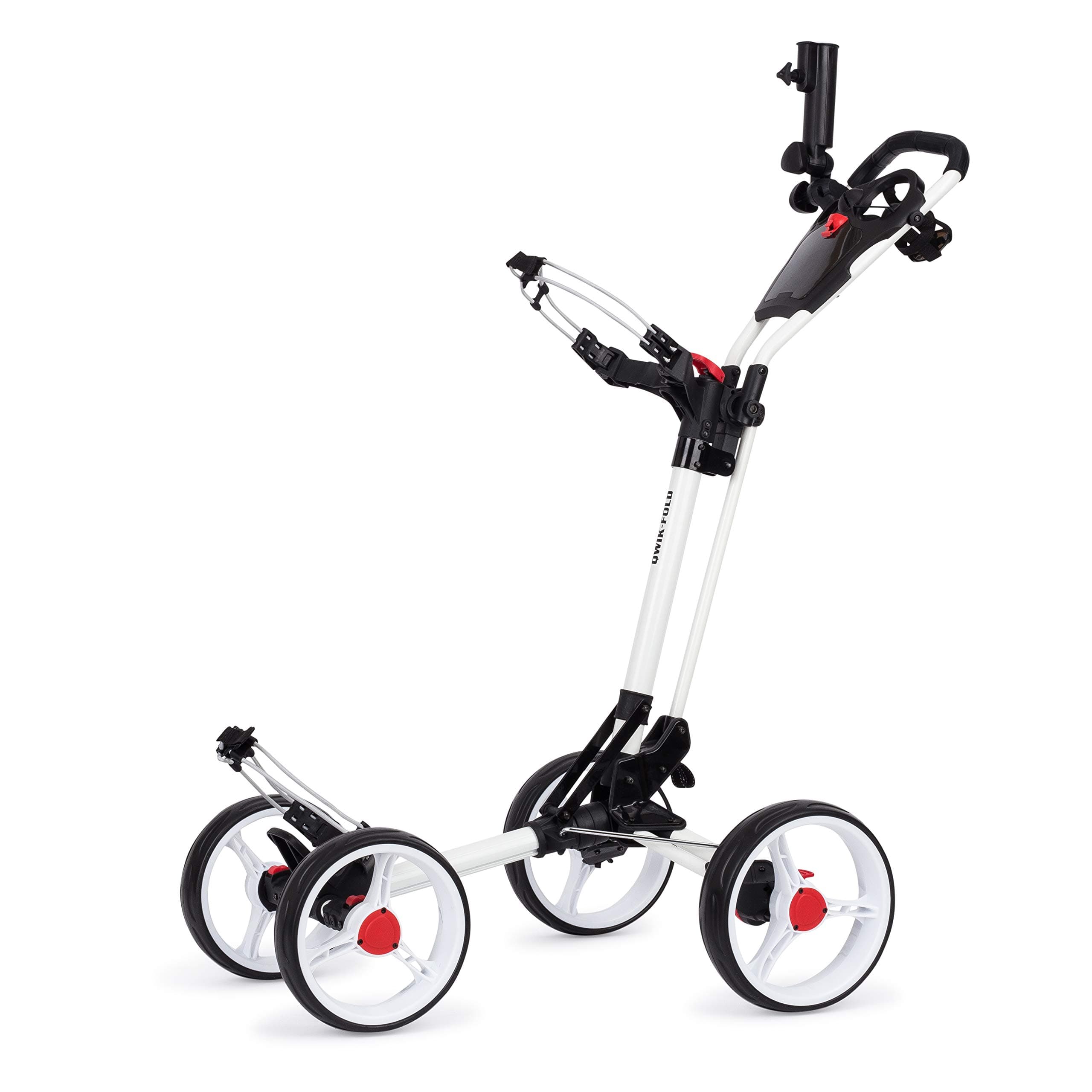 Founders Club Deluxe 4 Wheel Qwik Fold Golf Push Pull Cart with Free Umbrella Holder