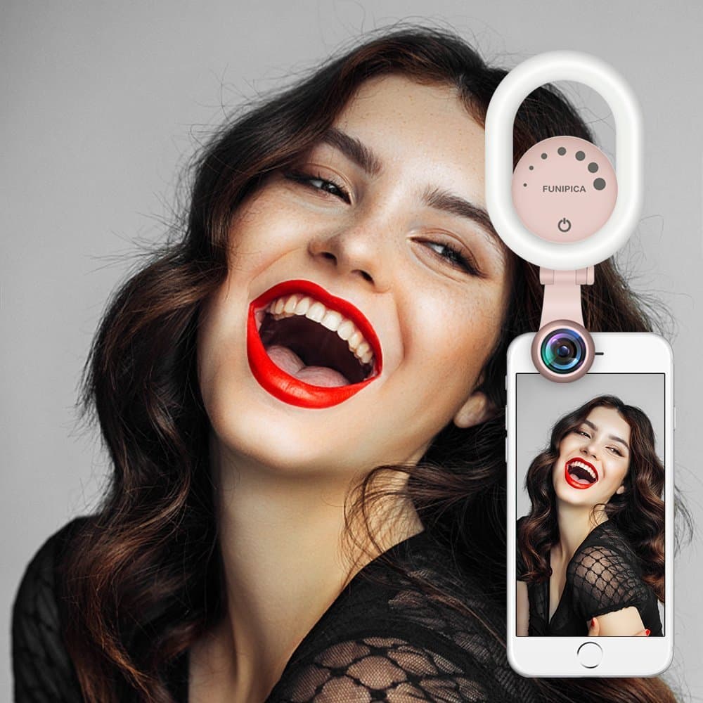 Selfie Light, Evershop Clip-on Rechargeable Selfie Light for iPhone, Samsung, Huawei and All Smartphones/Tablets