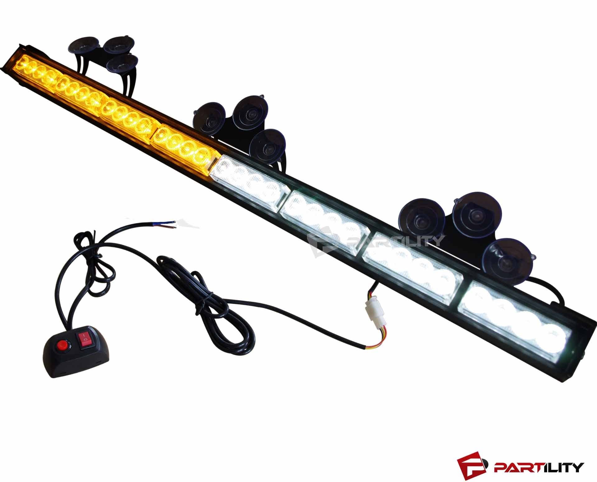 LED Light Bar Roof Suction Top Emergency Warning Construction Flash Strobe Light Truck (35.5", White/Amber)